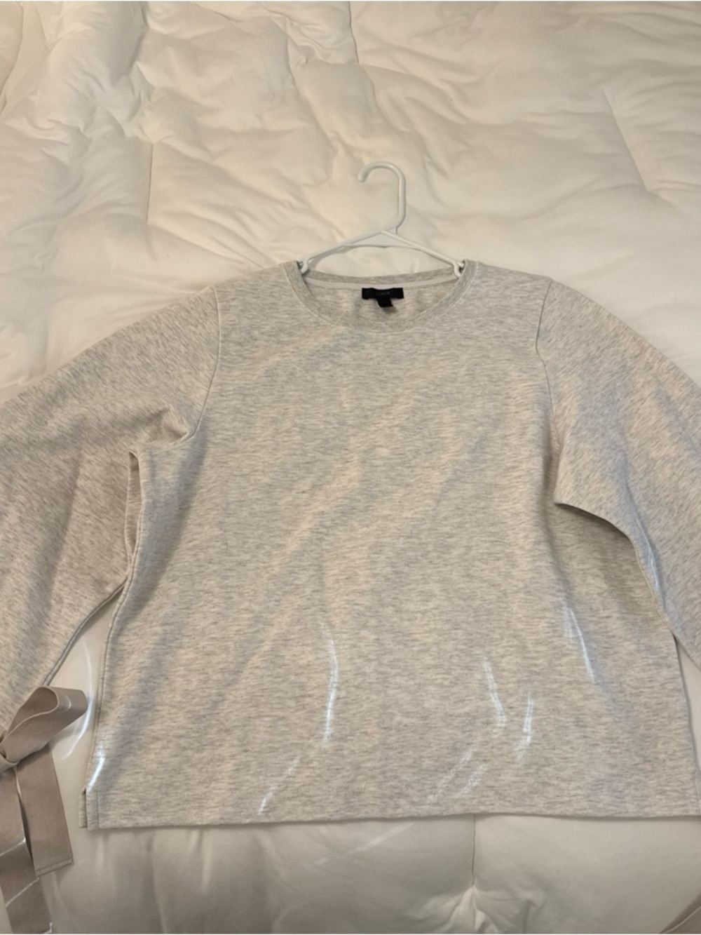 J. Crew Light Gray Crewneck Top with Black Label